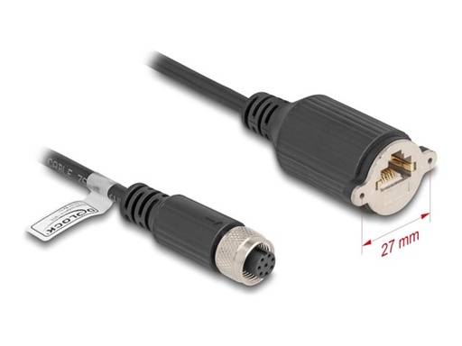 [80440] Delock Netzwerkkabel - 8-polig M12-A (W) zu RJ-45 (W)