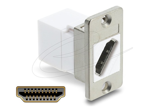 [91101] Delock HDMI Kupplung - HDMI weiblich Paneel montierbar zu HDMI weiblich - weiß, Silber - 8K60Hz (7680 x 4320)