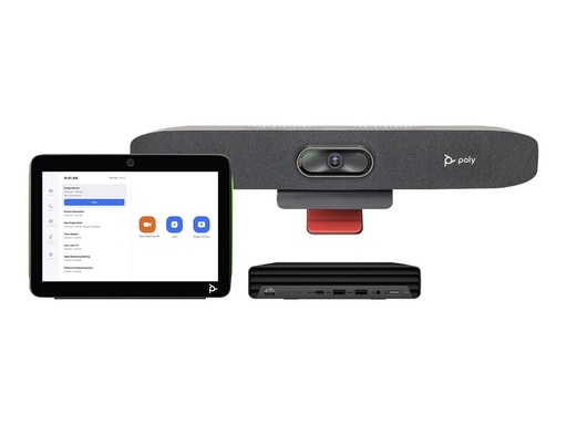 [9C973AA] Poly HP Poly Studio Small Room Bundle - Für Zoom Rooms - Kit für Videokonferenzen (Poly TC10 Touchcontroller, HP Mini Conferencing PC, Poly Studio R30 video bar)