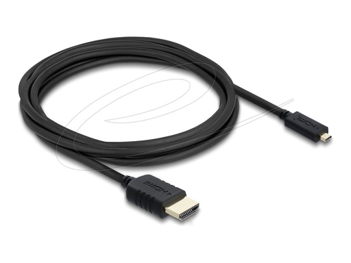 [81692] Delock High Speed - HDMI-Kabel - HDMI männlich zu 19 pin micro HDMI Type D männlich - 3 m - dreifach abgeschirmtes Koaxialkabel - Schwarz - 8K60Hz (7680 x 4320)