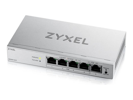 [GS1200-5HPV3-EU0101F] ZyXEL GS1200v3 Series GS1200-5HPv3 - Switch - managed - 5 x 10/100/1000 - Desktop - PoE+ (68 W)