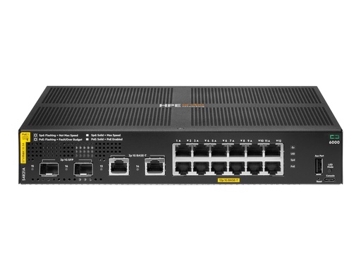 [S4R21A] HPE Aruba Networking CX A6000 12p 10M/100M/1G Class4 PoE 2p SFP 1G 139W - Switch - managed - 12 x 10/100/1000 (PoE+)