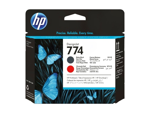 [P2V97A] HP 774 - Mattschwarz, Chromatic Red - Druckkopf