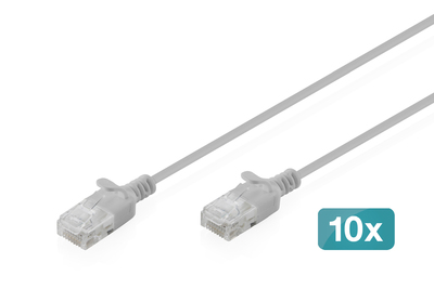 [DK-1618-010S-10] DIGITUS CAT 6 U-UTP Slim Patchkabel, 1 m, Grau, 10 Stück