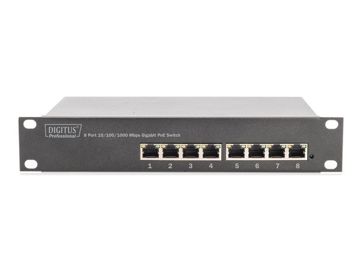 [DN-95317-1] DIGITUS Gigabit Ethernet PoE Switch, 8-Port PoE+, 10", bis zu 80 W PoE Budget