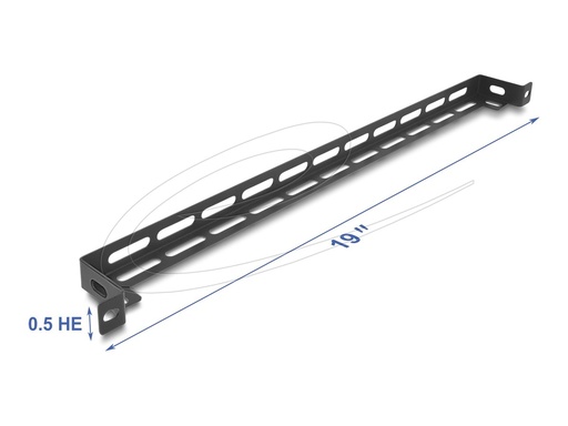 [67461] Delock Kabelführungsplatte für Schaltschrank - L-shaped, 50 mm, with cable tie fastening - Schwarz - 0.5U - 48.3 cm (19")