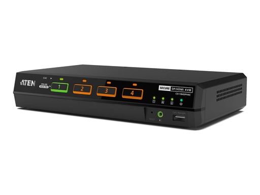 [CS1182DPH4C] ATEN CS1182DPH4C - KVM-/Audio-Switch - 5K, DisplayPort/HDMI, Universal, Secure, with CAC ((PSD PP v4.0 In Evaluation))