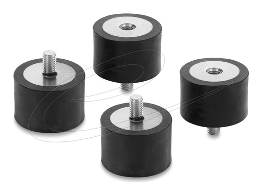 [60821] Delock Vibrationsdämpfer M6 x 1 mm D 30 H 20 mit Innen und Außengewinde 4 Stück