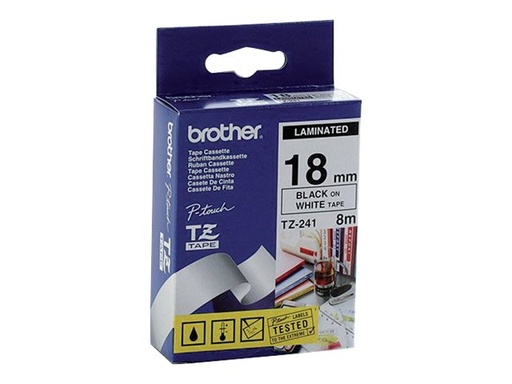[TZ241] Brother Schwarz auf Weiß - Rolle (1,8 cm x 8 m) laminiertes Band
