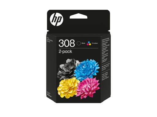 [6L6S6UE#301] HP 308 - 2er-Pack - Schwarz, Cyan, Magenta, Gelb