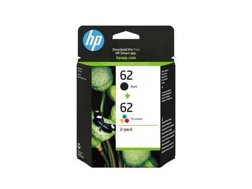 [N9J71AE] HP 62 - 2er-Pack - pigmentiertes Schwarz, Farbe (Cyan, Magenta, Gelb)