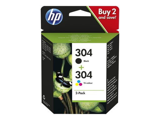 [3JB05AE#UUS] HP 304 - 2er-Pack - pigmentiertes Schwarz, Farbe (Cyan, Magenta, Gelb)