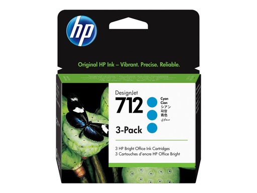 [3ED77A] HP 712 - 3er-Pack - 29 ml - Cyan - original