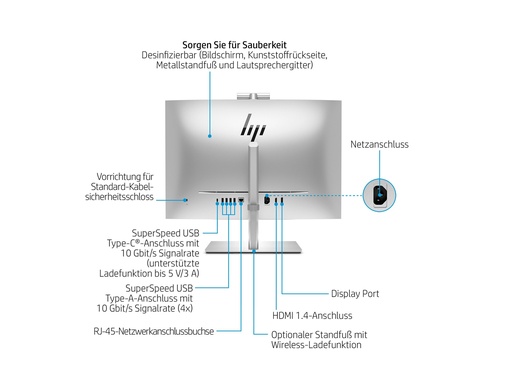 [A0YZ0EA#ABD] HP EliteOne 870 G9 - All-in-One (Komplettlösung) - Core i7 i7-14700 / 2.1 GHz - vPro - RAM 16 GB - SSD 512 GB - NVMe - UHD Graphics 770 - 1GbE, Wi-Fi 6E, Bluetooth 5.3 - WLAN: 802.11a/b/g/n/ac/ax (Wi-Fi 6E)